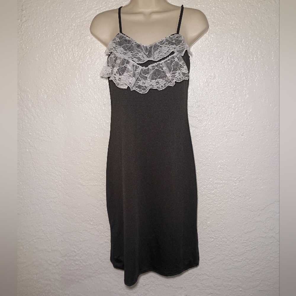 Spirit Black White Lace Trim Cami Dress